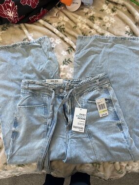 Kensie Light Blue Tie-Waist High-Rise Denim Pants
